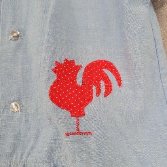 Fawn Fashions Vintage 40s or 50s Infant Shirt Blue with Red Polka-dot Rooster - Picture 3 of 8